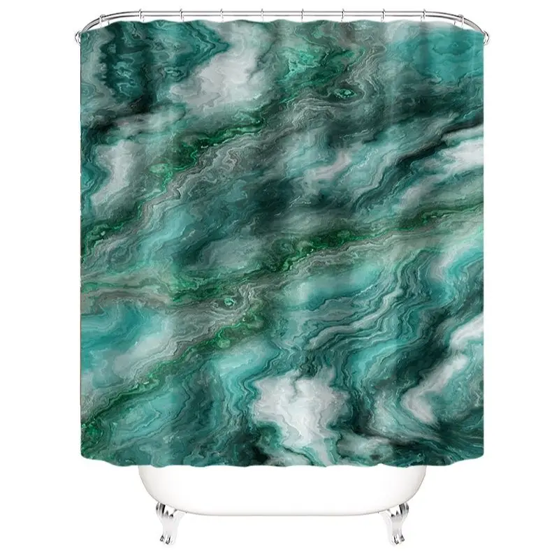 Gold Green Marble Shower Curtain Colorful Abstract Stripe Modern Bath Curtain Polyester Waterproof Home Decor 180x180cm