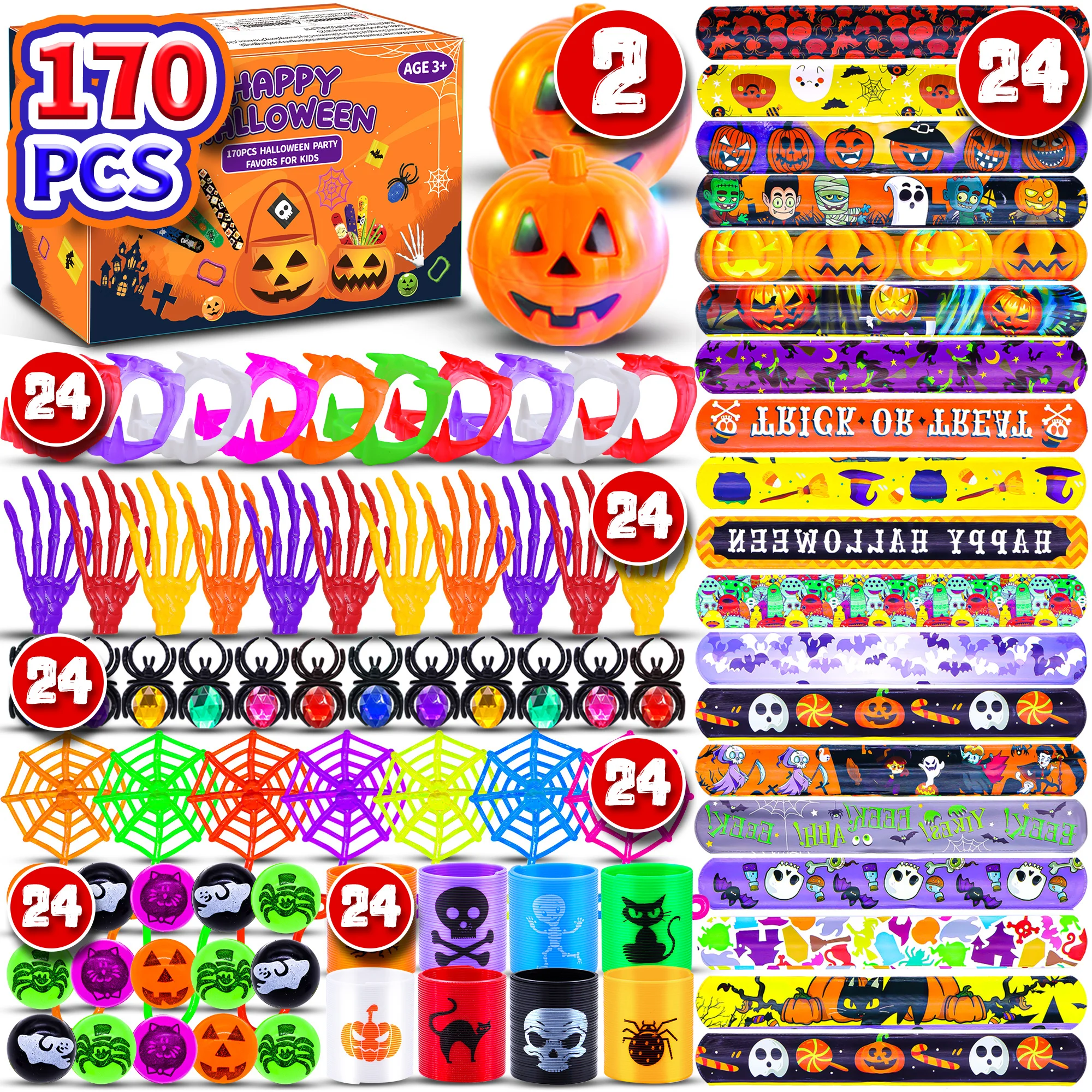 170Pcs Halloween Mini Fidget Toy Set for Kids - Stress Relief Sensory Toys Classroom Treasure Box Party Favors & Kids Gifts