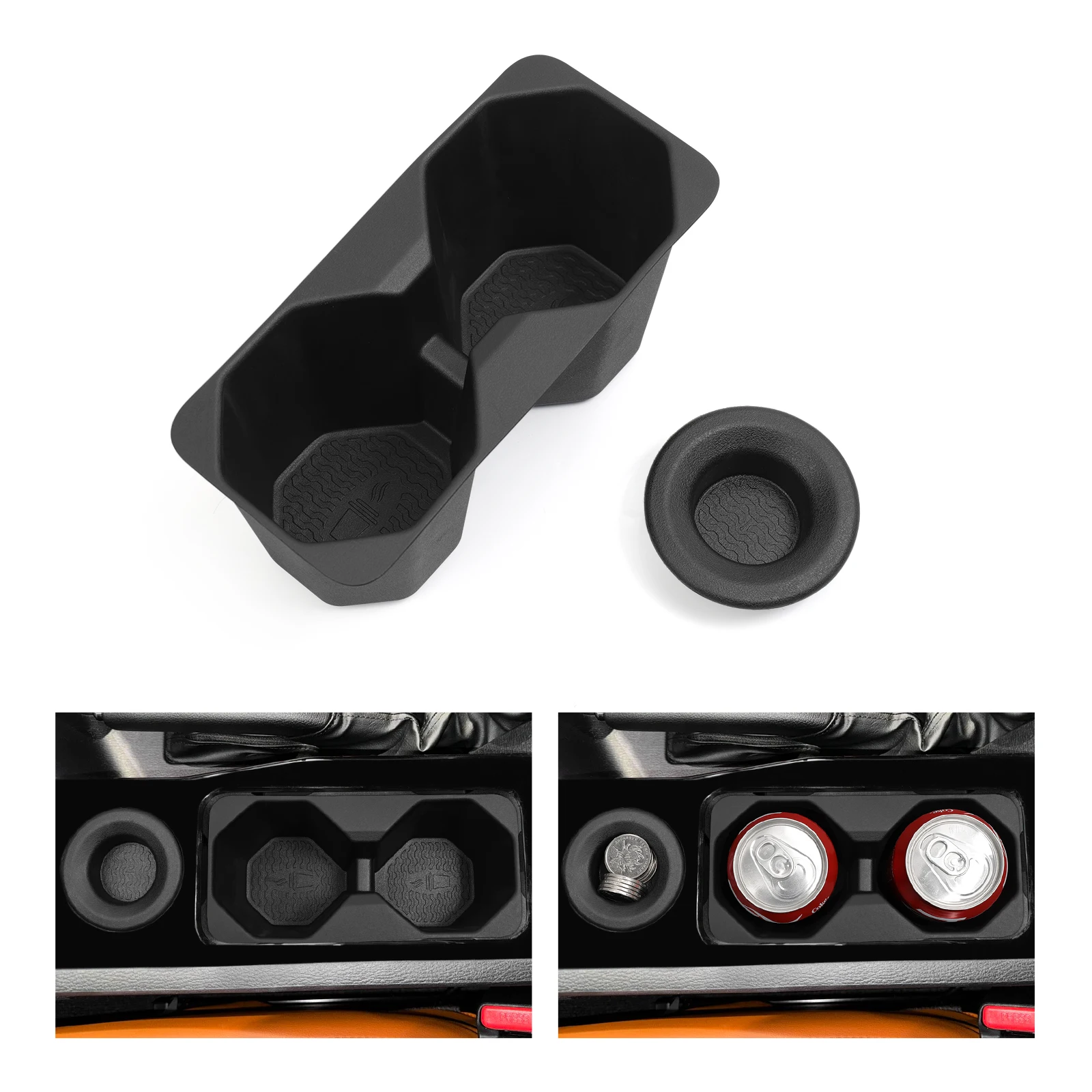 TPE Shock-Absorbing Cup Holder Organizer for Mitsubishi Triton 2024 2025 Black Storage Tray Stowing Car Interior Accessories