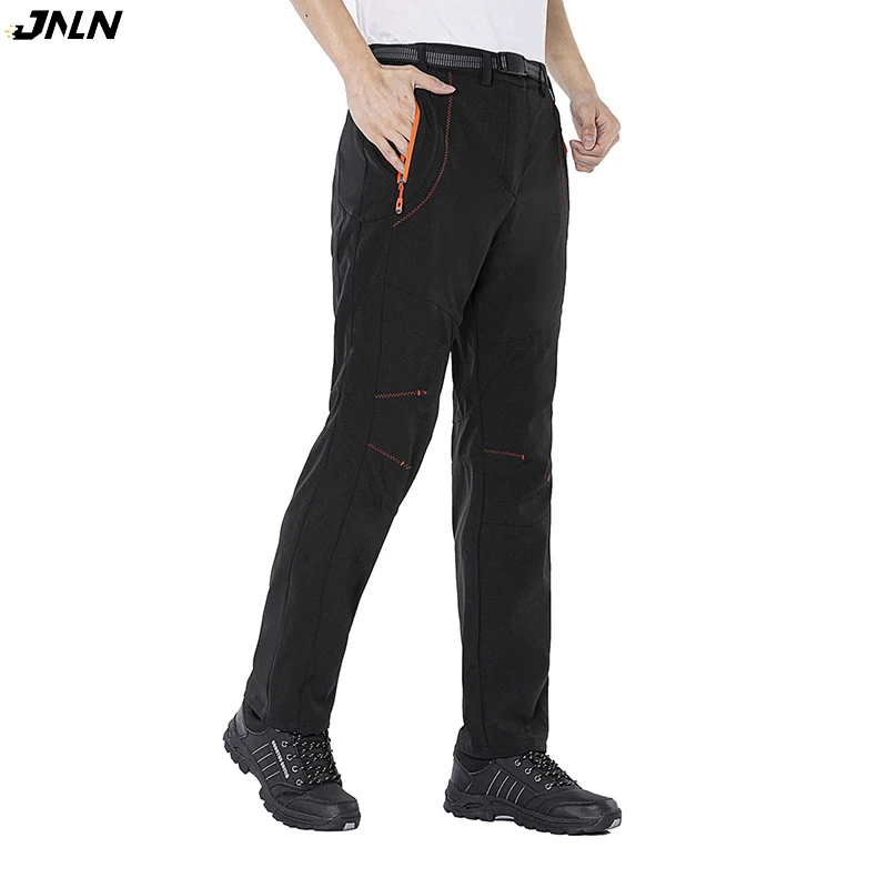 

JNLN Thermal Fleece Winter Pants Men Ski Trekking Climbing Hiking Camping Waterproof Pants Outdoor SoftShell Warm Thick Trousers