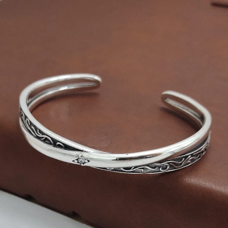 S925 Sterling Silver Bracelets for Women Men 2023 New Women's Fashion Eternal Vine Cross Twist Bangle Pure Argentum Jewelry