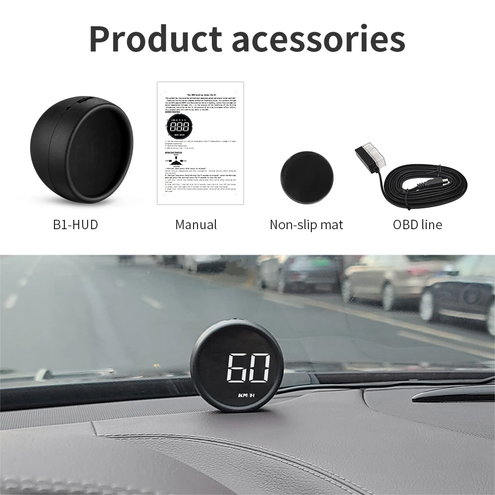 2026 Simple HUD Speed Display OBD2 Plug and Play Universal Water Temperature Accessories Head up Car Display Gauge Speedometer