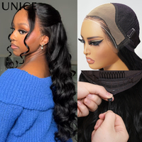 UNice Hair Real Scalp 13x4 Frontal HD Lace Wigs With Invisible Drawstring Pre Everything Glueless Body Wave Human Hair Wigs 180%