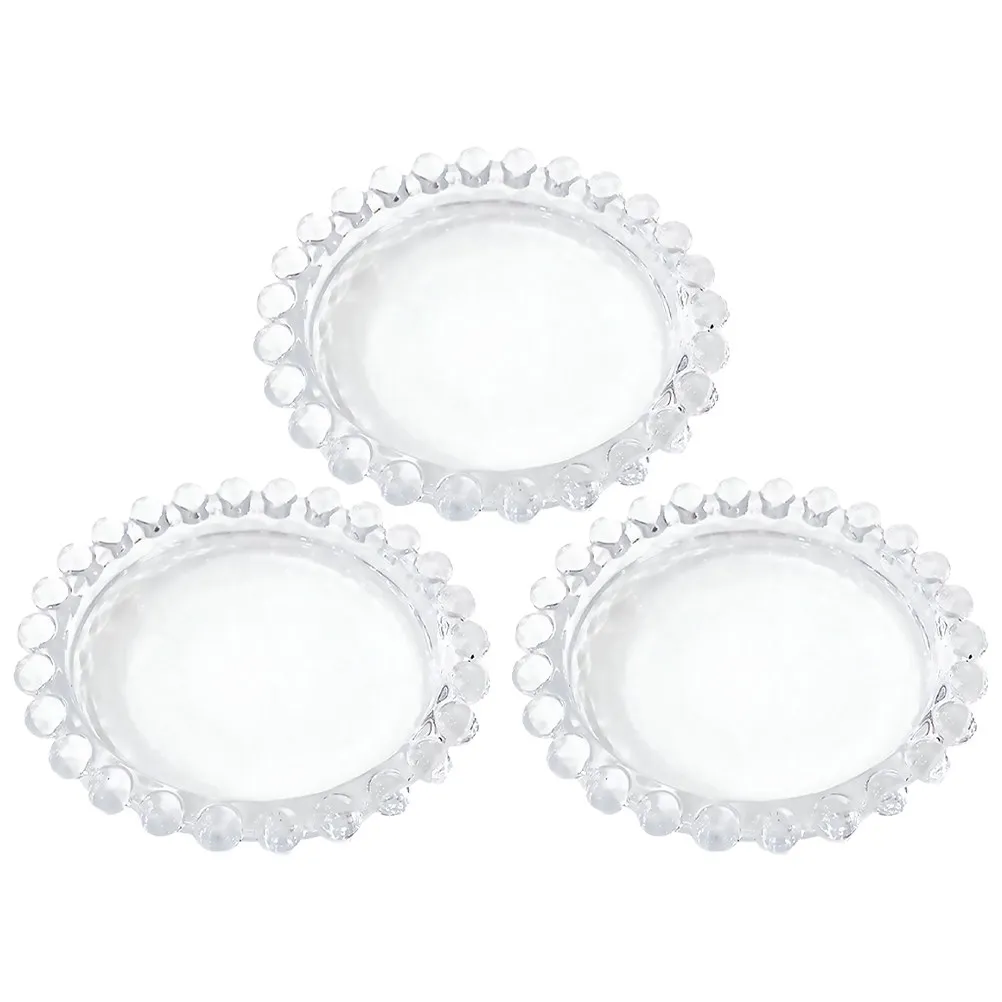 

3Pcs Glass Food Dish Lightweight Compact Serving Plate for Sushi Sashimi Dessert Cake Candies Restaurant Hotel Use