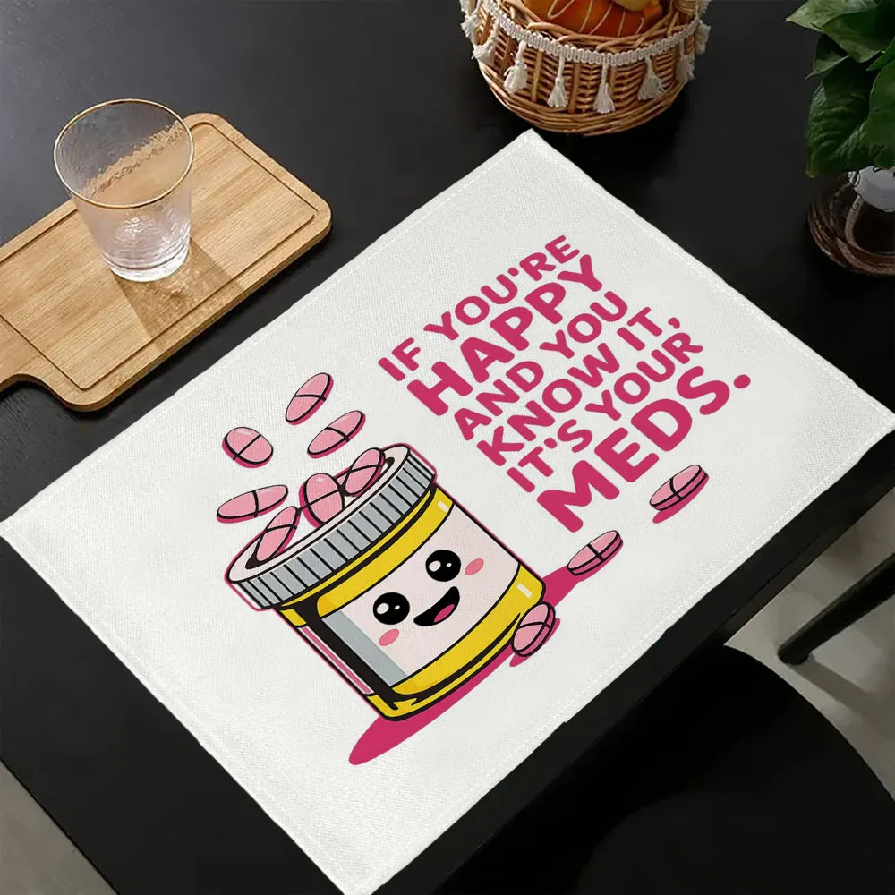 

1PC Cute Smiley Face Printed Pouch Placemat Vegetables Placemats Cartoon Food Placemats for Dining Table Indoor Outdoor7.14