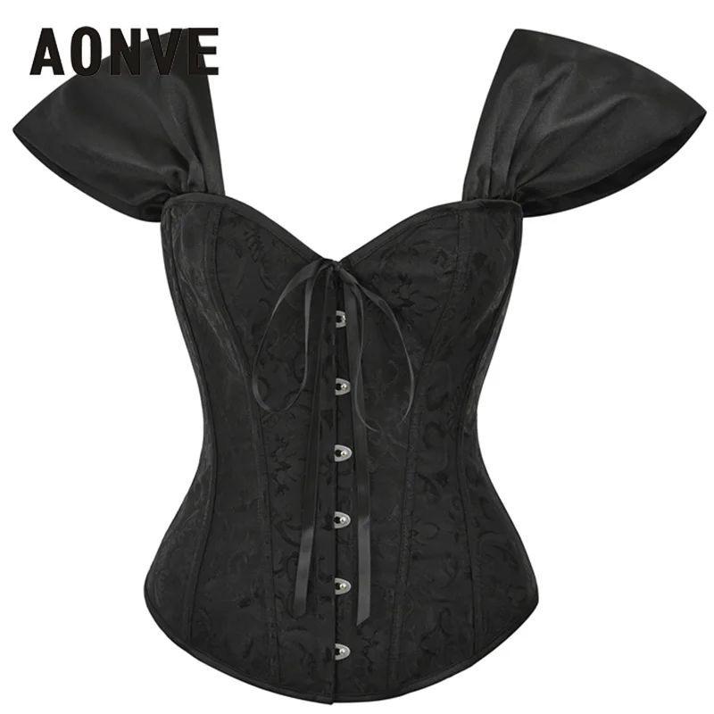 

Black Waist Shaper Grinder Corset Small Fly Sleeve Vintage Gothic Clothes Lace Up Women'S Underwear Bodices