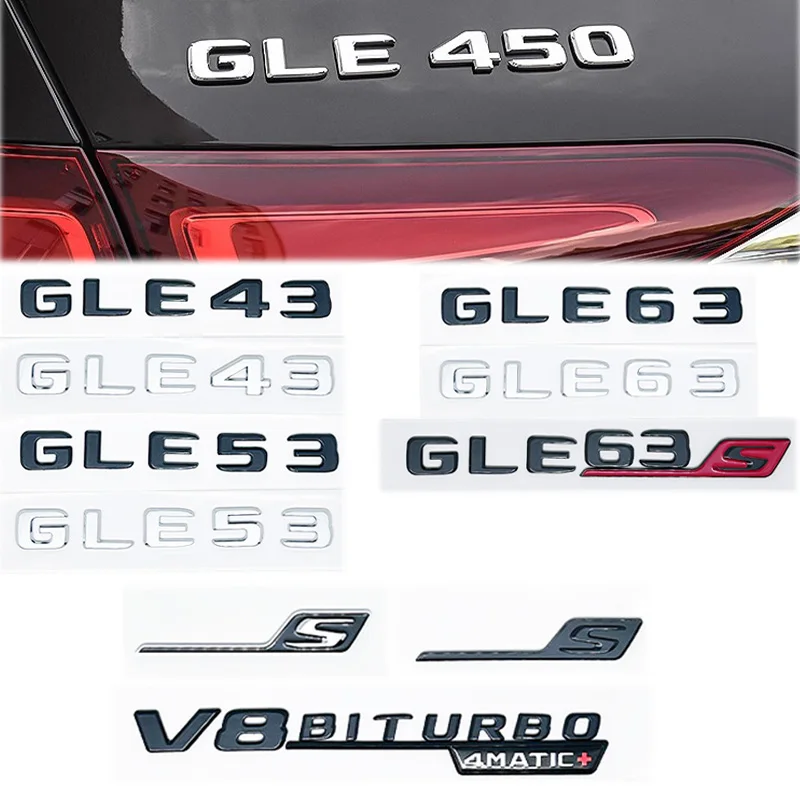 2017 رسائل GLE43 GLE53 GLE63 GLE63S V8 Biturbo 4matic + شعار لمرسيدس بنز AMG سيارة الجانب الجذع الخلفي W166 W167 شعار ملصق