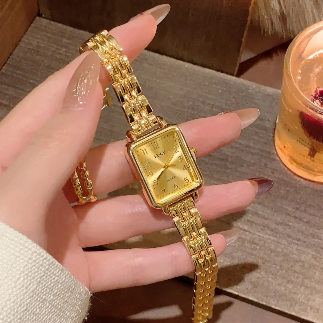 السيدات ساحة المرأة ووتش أزياء الذهب اللباس سوار سلسلة التناظرية ساعات الكوارتز عارضة ساعات المعصم Reloj Mujer ساعة هدية
