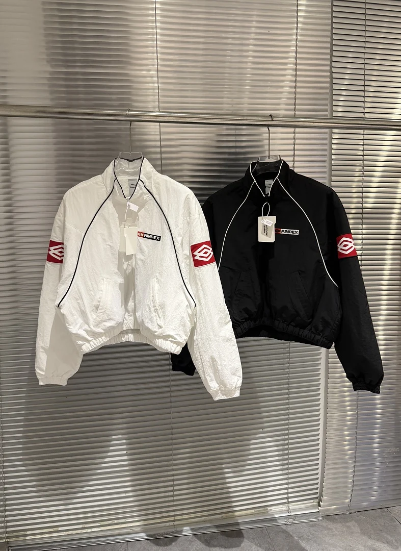 

Protocol index talk26ss 26SS Retro Patch Cropped Boxy Jacket Air Padded Zip Up Stand Collar Oversized Vintage Streetwear Unisex