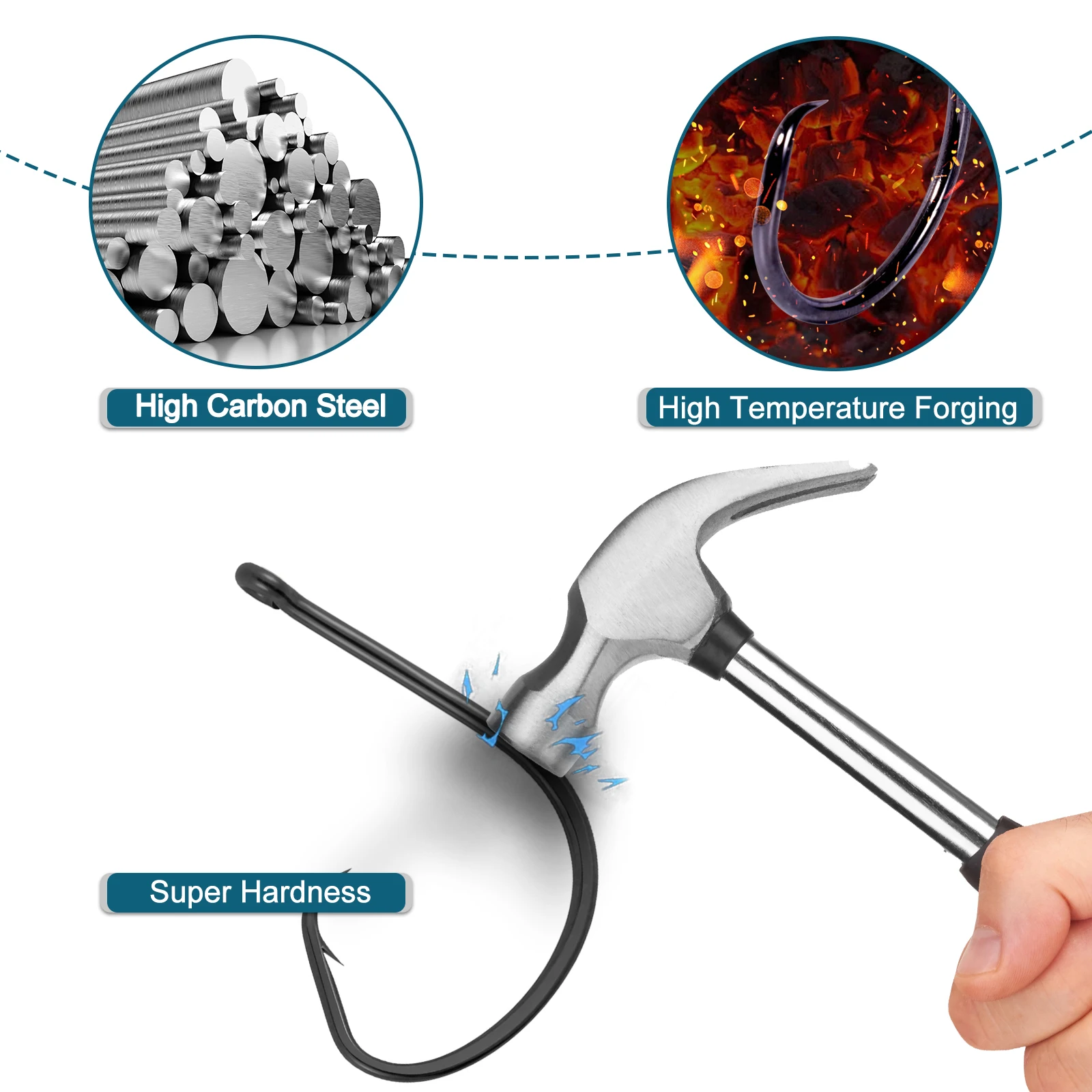 9 كجم الصيد هوك دائرة مضمنة هوك الشائكة الطعم الحي السنانير عالية الكربون الصلب واسعة الفجوة هوك لسمك السلور مخطط باس المياه المالحة