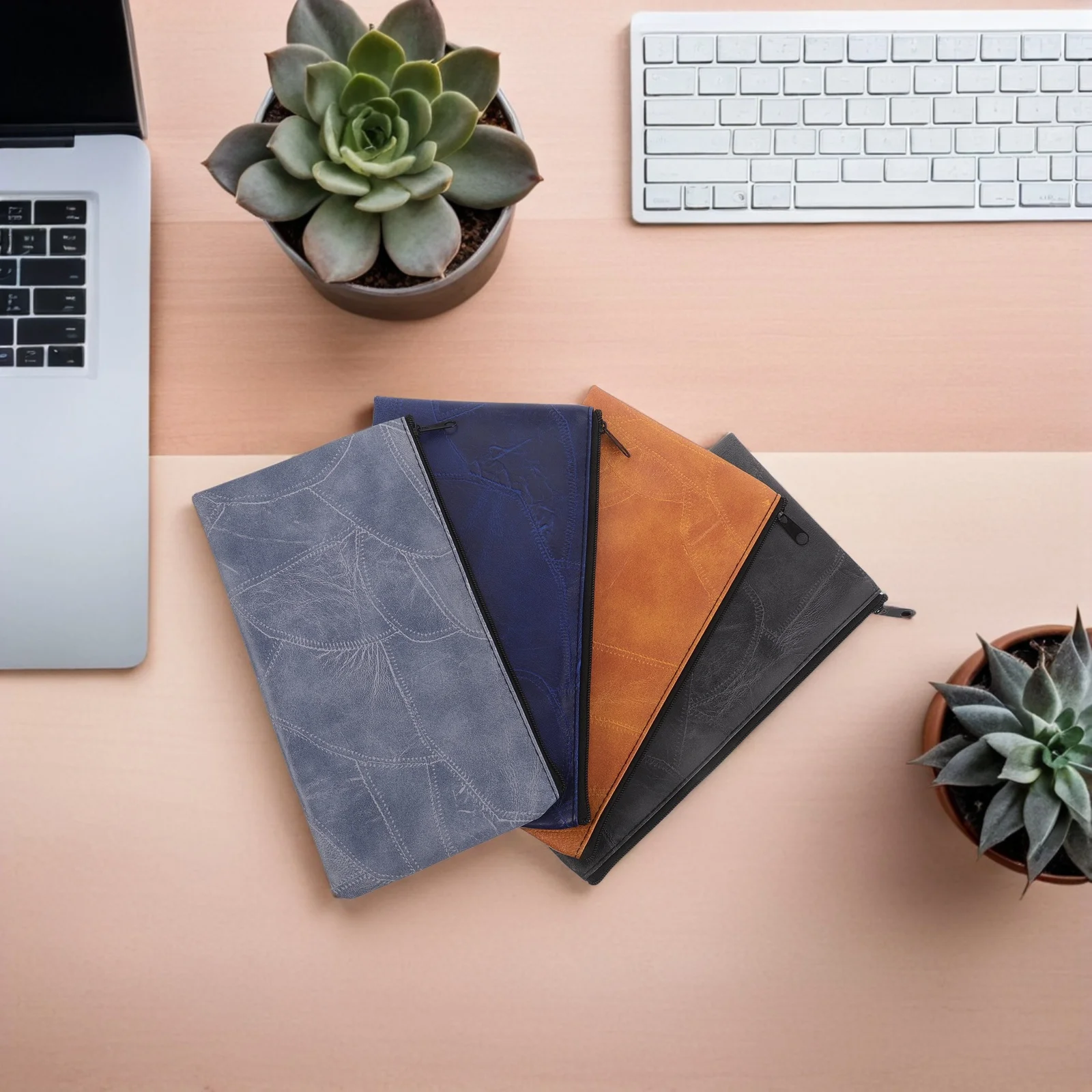 

4Pcs Multifunctional PU Zippered Deposit Pouch Portable Bank Money Organizer for Cash Cosmetics Coins Invoices Travel