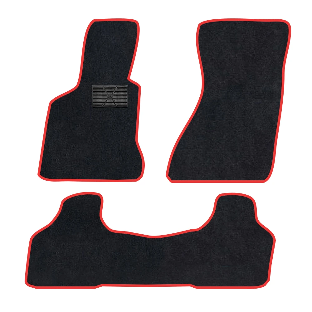 

Car Floor Mat For BMW 7 series 2001-2007 E68 Hydrogen 760Li Polyester suede Anti Slip black Backing red Binding Trim Edge