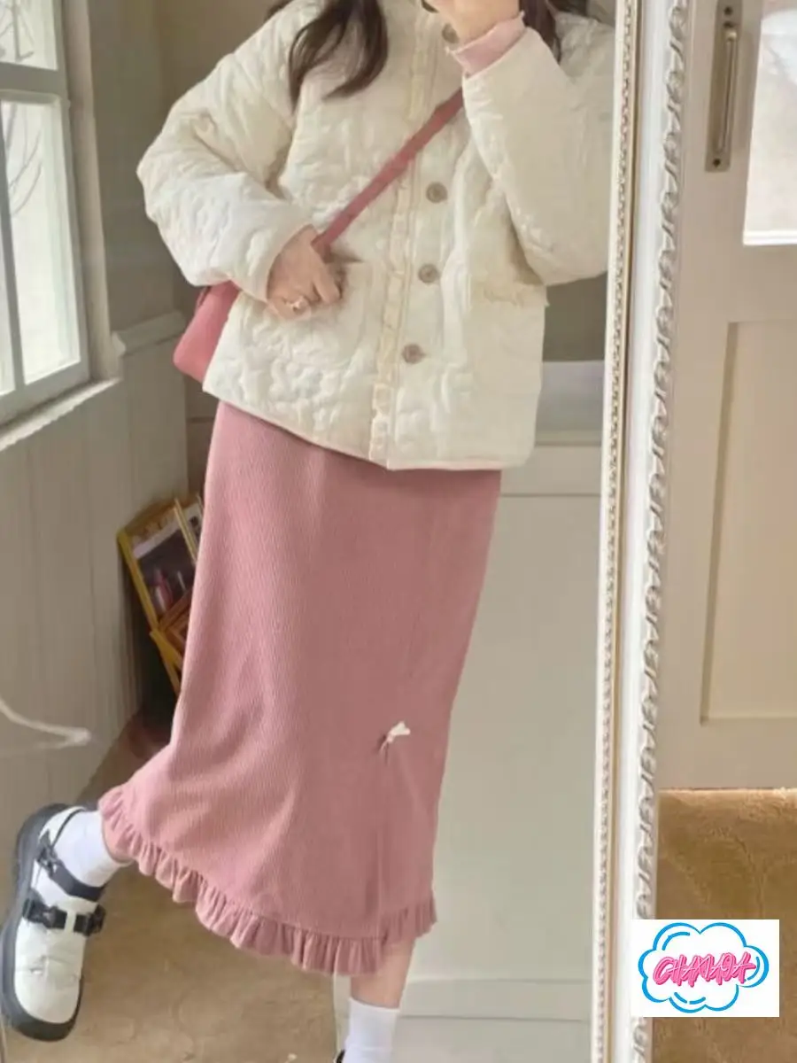 اليابانية الخريف والشتاء فتاة ناعمة جديدة الرجعية سروال قصير عالية الخصر انقسام تصميم الشعور تنوعا فضفاضة المتوسطة والطويلة تنورة