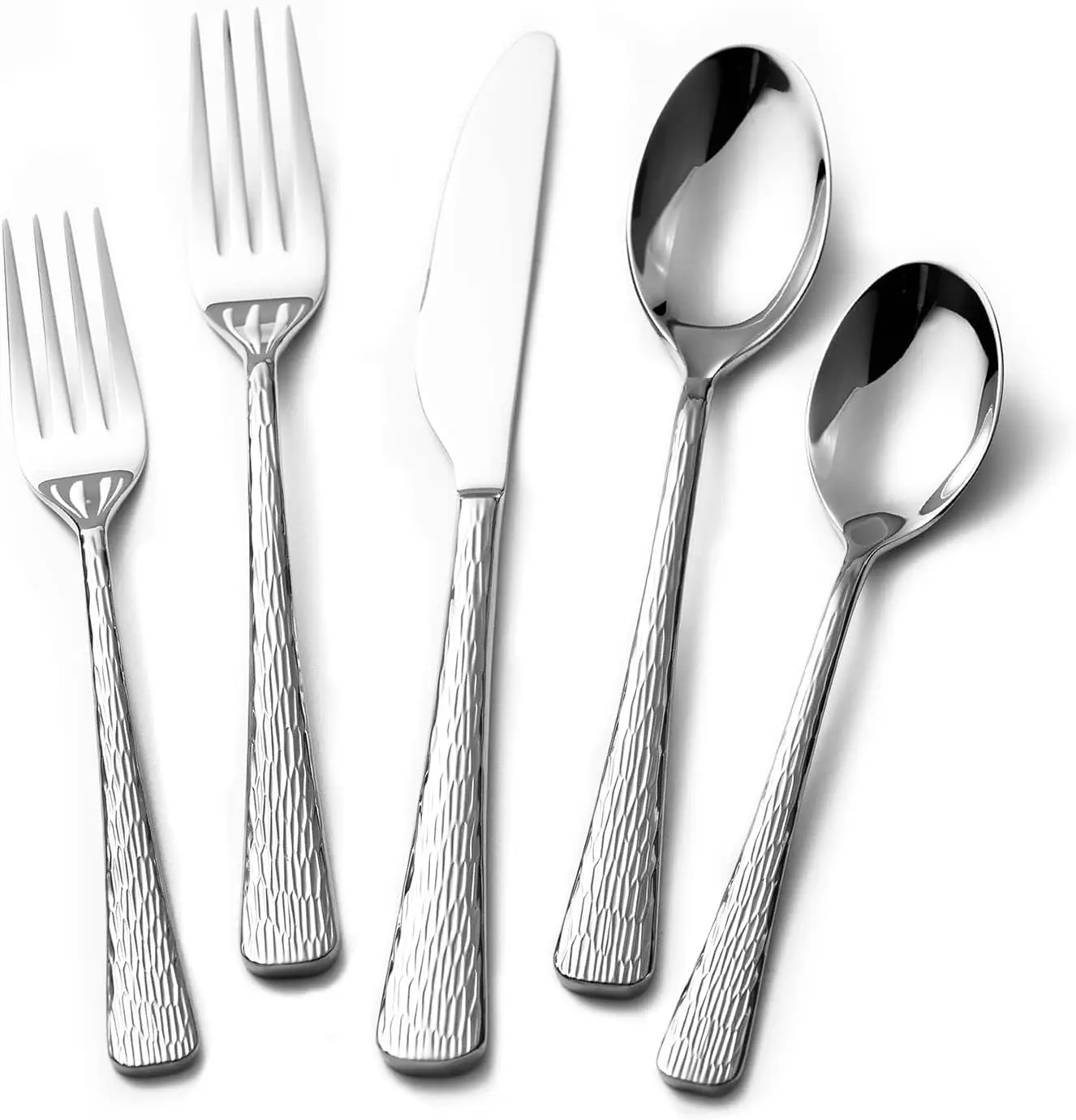 

Silverware Set, 30-Piece Flatware Set for 6, 18/10 Stainless Steel Premium Cutlery with Unique Ripple Handles Mirror Polished