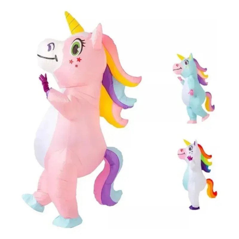 Unicorn Inflatable Costume Team Performance Full Body Set Mascot Cosplay Dress up Halloween Christmas Props