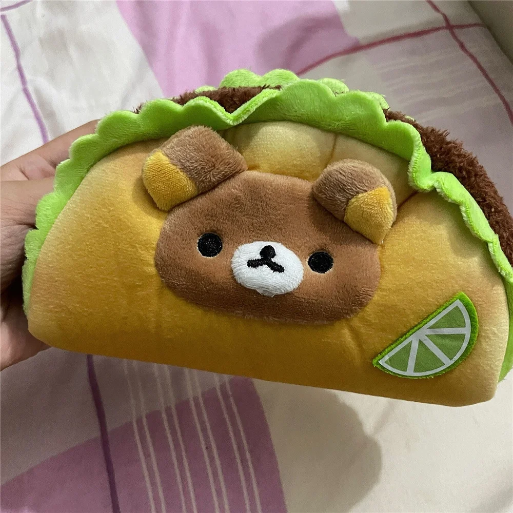 Rilakkuma Bear Hamburger Plush Pencil Cases for Girls Kids School Pencil Case Pouch Makeup Cosmetic Container Organizer Pen Bag