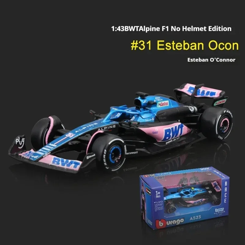 Bburago 1:43 Alpine F1 Team  10 Pierre Gasly  31 Esteban Ocon Formula Racing Static Simulation Die Casting Alloy Car Model Toy