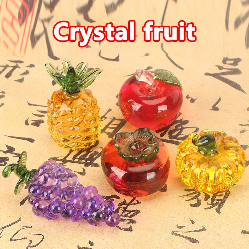 Crystal Fruit Decor - Peach, Grape, Apple, And Persimmon Ornaments For Bedroom, Living Room, And Office Gift