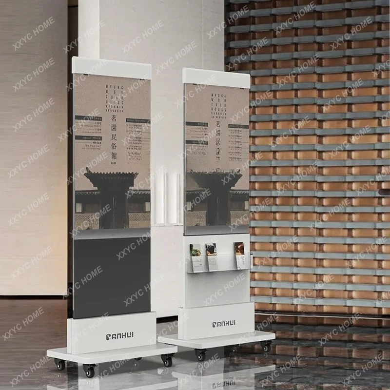 xzzPoster display, real estate stainless steel vertical floor glass billboard customization