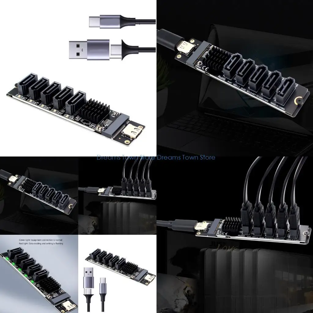 

HX6A External 5 Port SATAIII Expansion Board With JMS580 Chipset Efficient for Fast Data Transfer