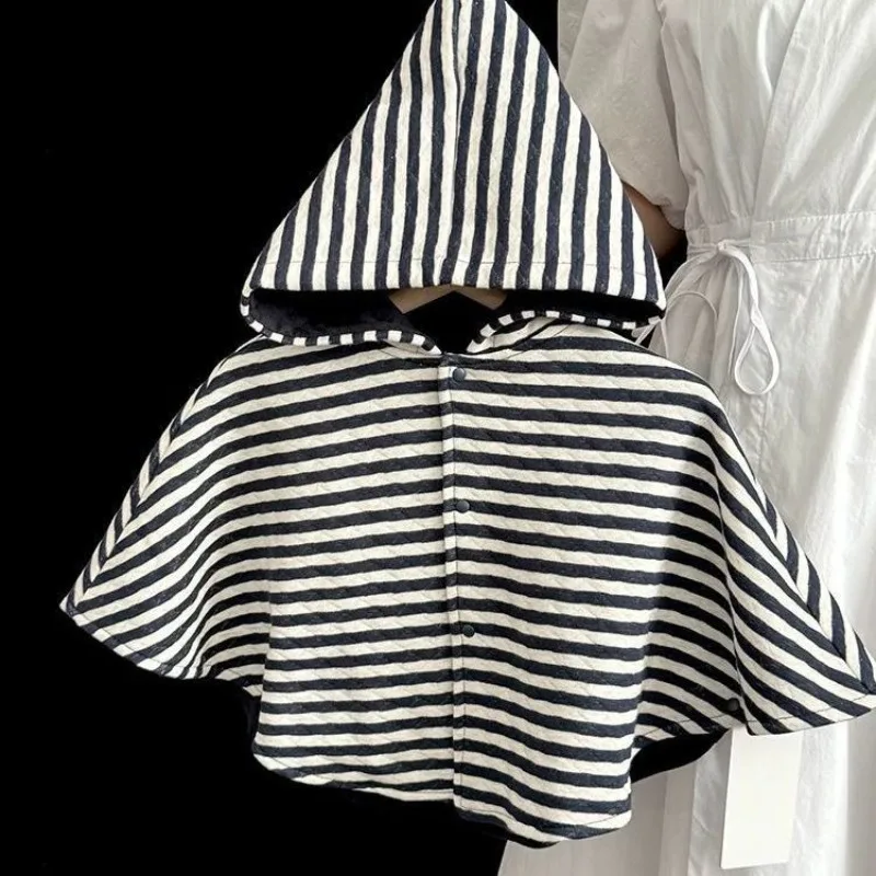 Baby Cloak Autumn Winter Fashionable Casual Infant Stripe Thickened Outward Shawl Coat Baby Clothes Comfortable