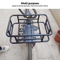 Rear Basket Rear Bike Basket Iron Waterproof Large Capacity Rustproof  Back Storage Basket Black