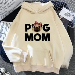 Pug-Sudadera con capucha para mujer, camisa de manga larga con forro polar, ropa de calle de anime, y2k