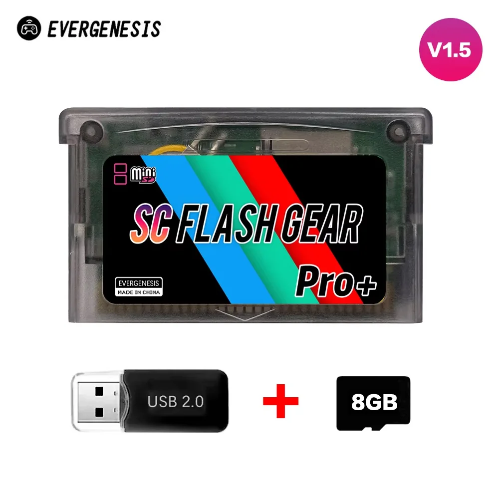 SCFW V1.5 بطاقة SC صغيرة 1000 + في 1 بطاقة GBA فلاش لـ GBA GBC GB NES مع محول مع ملحقات وحدة تحكم ألعاب ببطاقة TF 8G