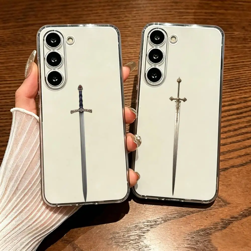 sword Simple Transparent Printed Phone Case For Samsung Galaxy A73/A72/A71/A53/A52/A51/A22/A91/A80