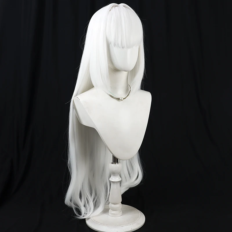 Lancelot peruca cosplay fgo destino grande pedido branco 90cm longo cabelo sintético resistente ao calor halloween carnaval role play + peruca boné