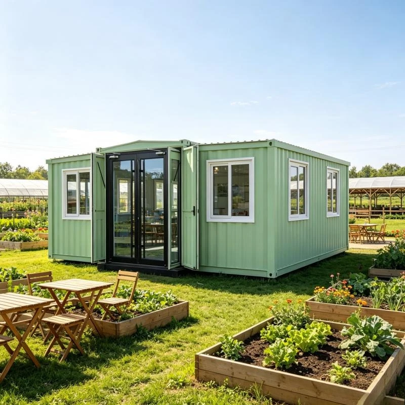 Flexible Container House 20/30/40ft Expandable Modular Studio Workshop 1 Bed 1 Bath Kitchen Office Garden Steel Frame