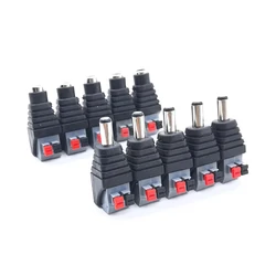 Conector macho hembra de alimentación CC, conector de enchufe CC de 5,5mm x 2,1mm, adaptador de Terminal tipo prensa sin soldadura para tira de luz LED, cámara CCTV
