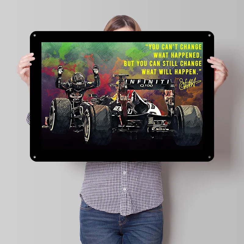 Sebastian Vettel 3D Texture Printed Poster Custom Vintage Metal Tin Plate Sign for Wall Art Gaming Room Decoration Cozy House
