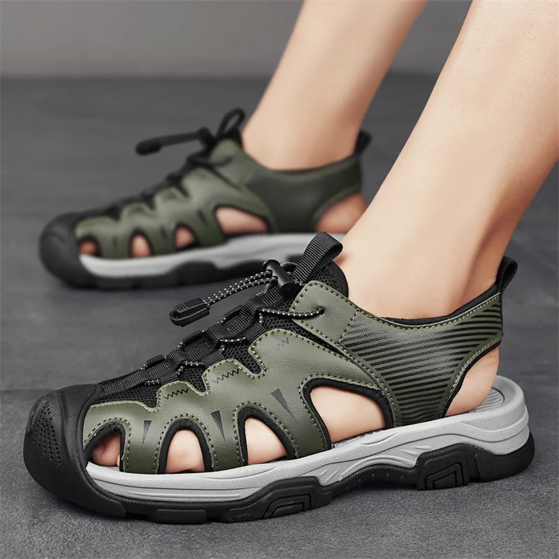 

Men'Sandals Summer 2024 Shoes High Quality Leather Mens Sandals Summer Outdoor Comfortable Men's Beach Sandals Mans Footwear