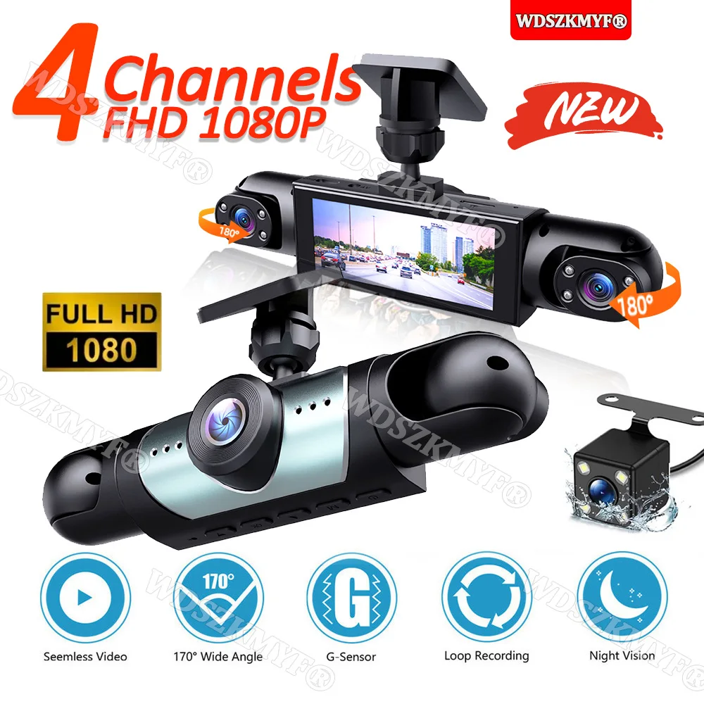 NEW 360° Car Camera 3/4Lens 1080P Dash Cam Car recording camera Car DVR Front Left right RearView Camera Black Box Night Vision