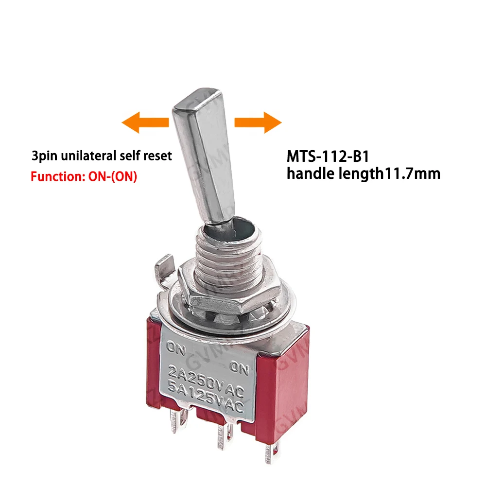 2PCS 3/6P RC Model Remote Controlller Flat Handle 6mm Panel Mount Mini Toggle Switch 2/3 Positions ON OFF ON Locking Momentary