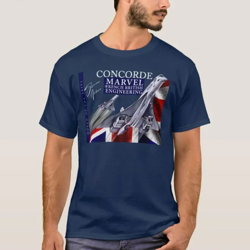 Franco-British Concorde Supersonic Airliner Aviation T-Shirt 100% Cotton O-Neck Short Sleeve Casual Mens T-shirt Size S-3XL