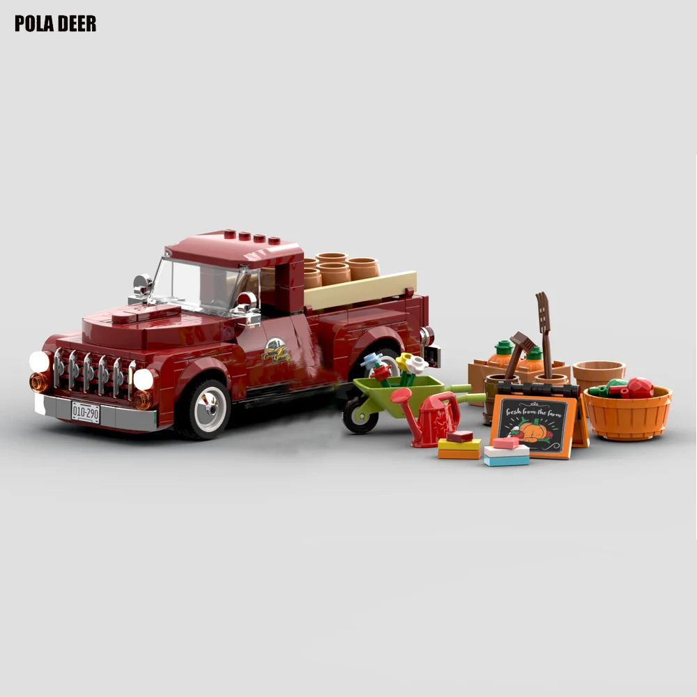 

Poladeer 423 Pcs Countryside Mini Pickup Truck Creative Custom Assembled Educational Building Blocks Boy Toy Model Holiday Gift