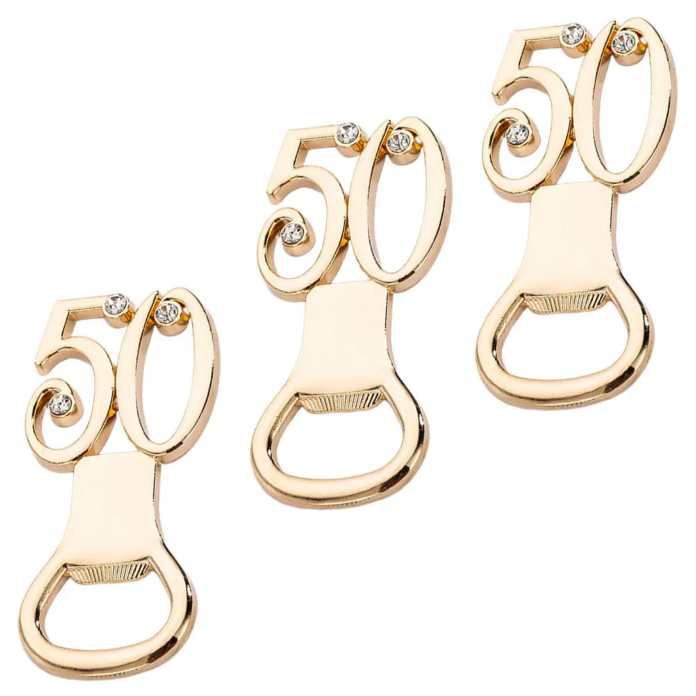 

3Pcs Premium Creative Bottle Opener Wedding Party Birthday Gift Safe Sturdy Unique Design Lid Remover Bar Accessory Golden
