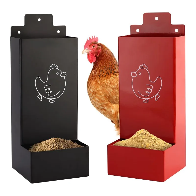 

A02M-Automatic No-Waste Design Chicken Grit Feeder, 2 Pack Metal Hanging Chicken And Poultry Feeder, Easy To Install And Clean