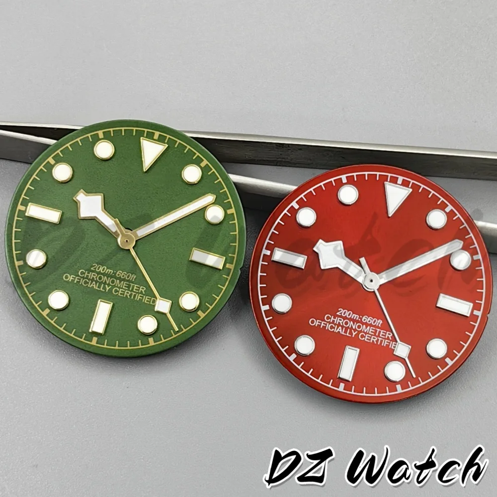 DZ 29mm Retro Green Wine Red Sterile Watch Dial Gold/Silver Edge Snowflake Hands Luminous Fit NH34 NH35 ETA2824 PT5000 Movement
