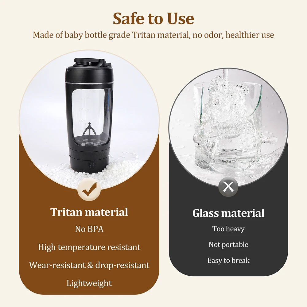 630ml Electric Protein Shaker Bottle and Portable Automatic Blender