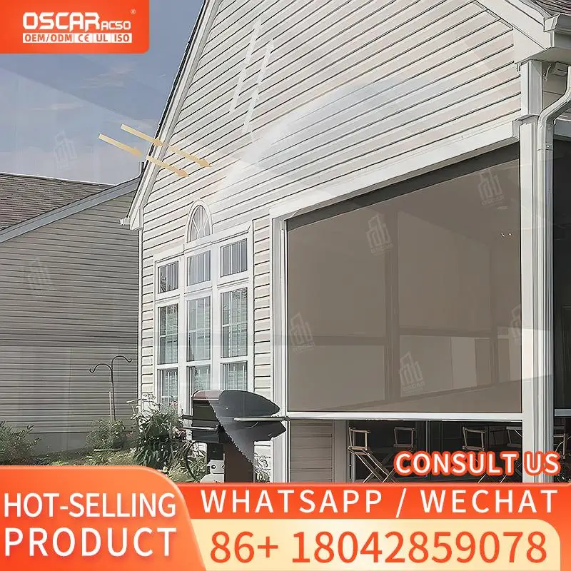 

Modern Windproof Waterproof Cordless Roller Blinds for Indoor Outdoor Use Courtyard Patio Balcony Screen Curtain Rolling Blind