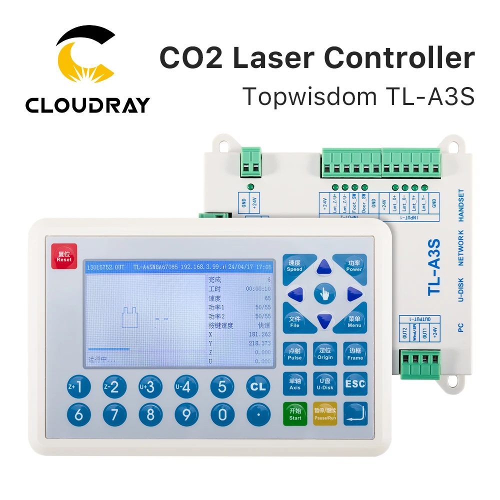 Kontroler laserowy Cloudray Topwisdom TL-A3S 3-osiowe sterowanie ruchem Obrotowe cięcie Rzeźba do maszyny do grawerowania laserowego Co2