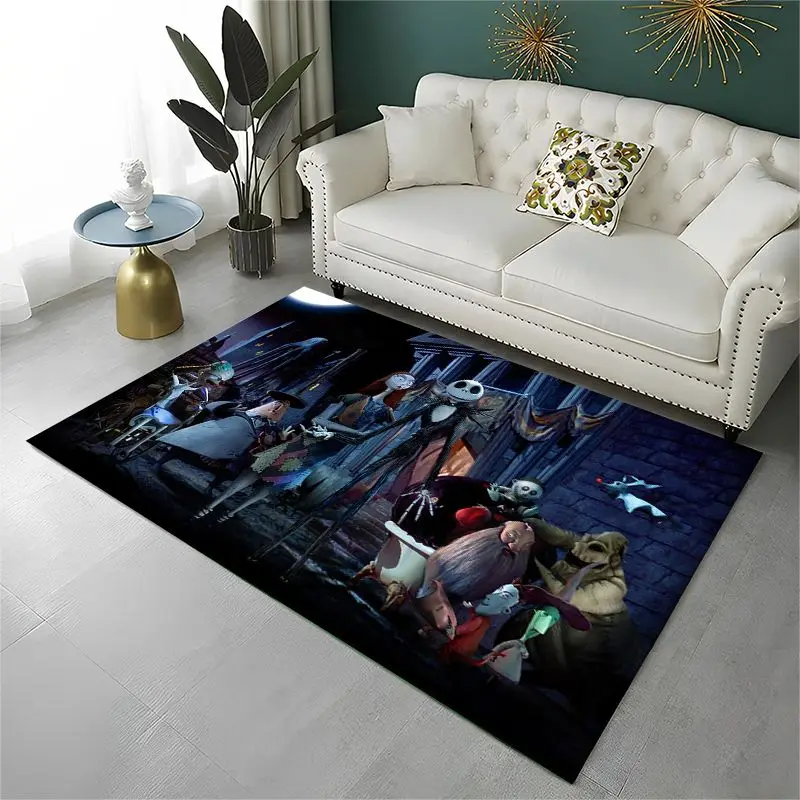 HD Cartoon N-Nightmare Before Christmas Jack Halloween Carpet Rug for Playroom Bedroom Living Room Sofa,Game Area Rug Non-slip