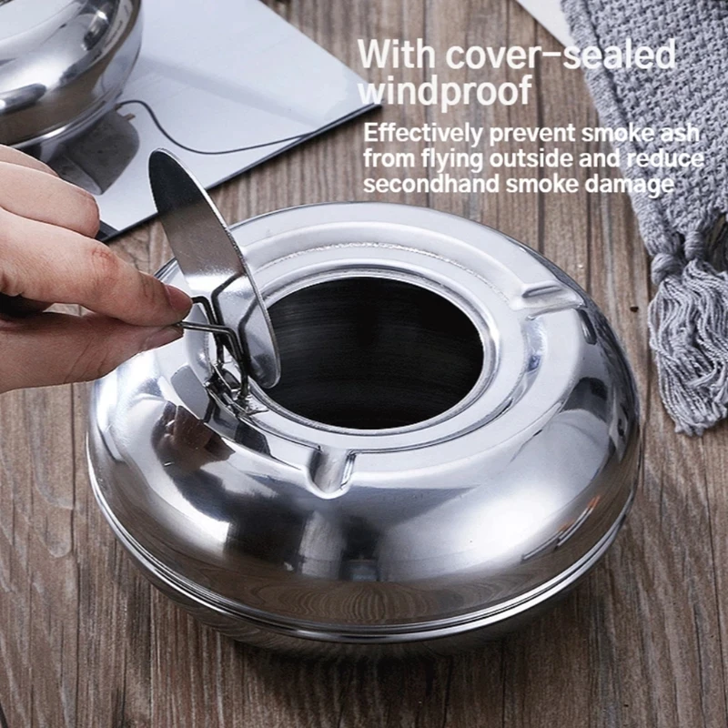 Ashtray Stainless Steel Simple Modern Outdoor Cigarettes Tray for Patio Tabletop Office Home Bedroom Decoration Gifts