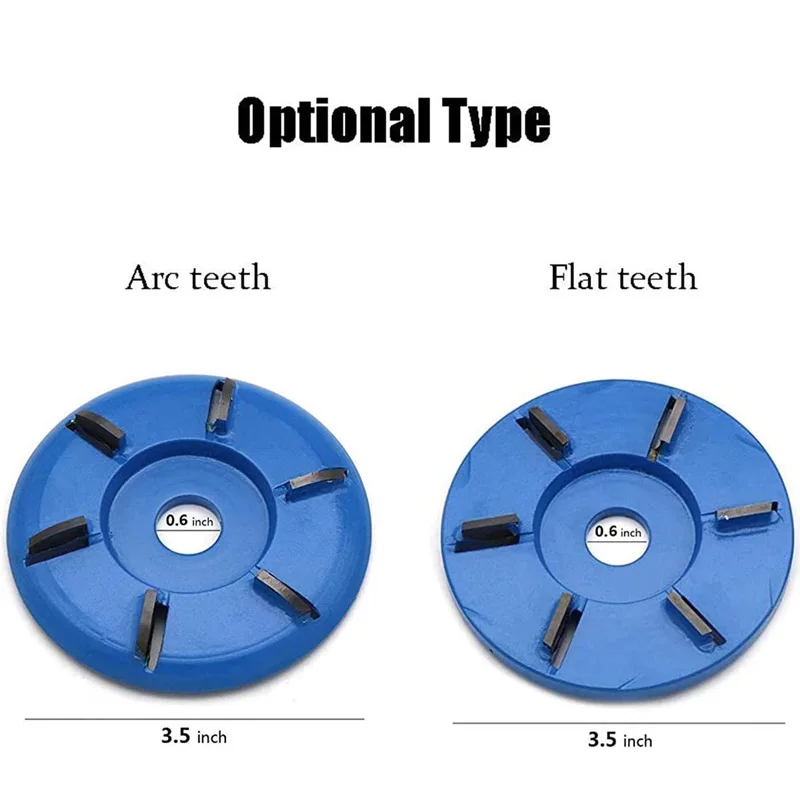 Taglierina a disco per intaglio del legno a sei denti, fresa per incisione, dente ad arco e dente piatto per accessori per smerigliatrice angolare