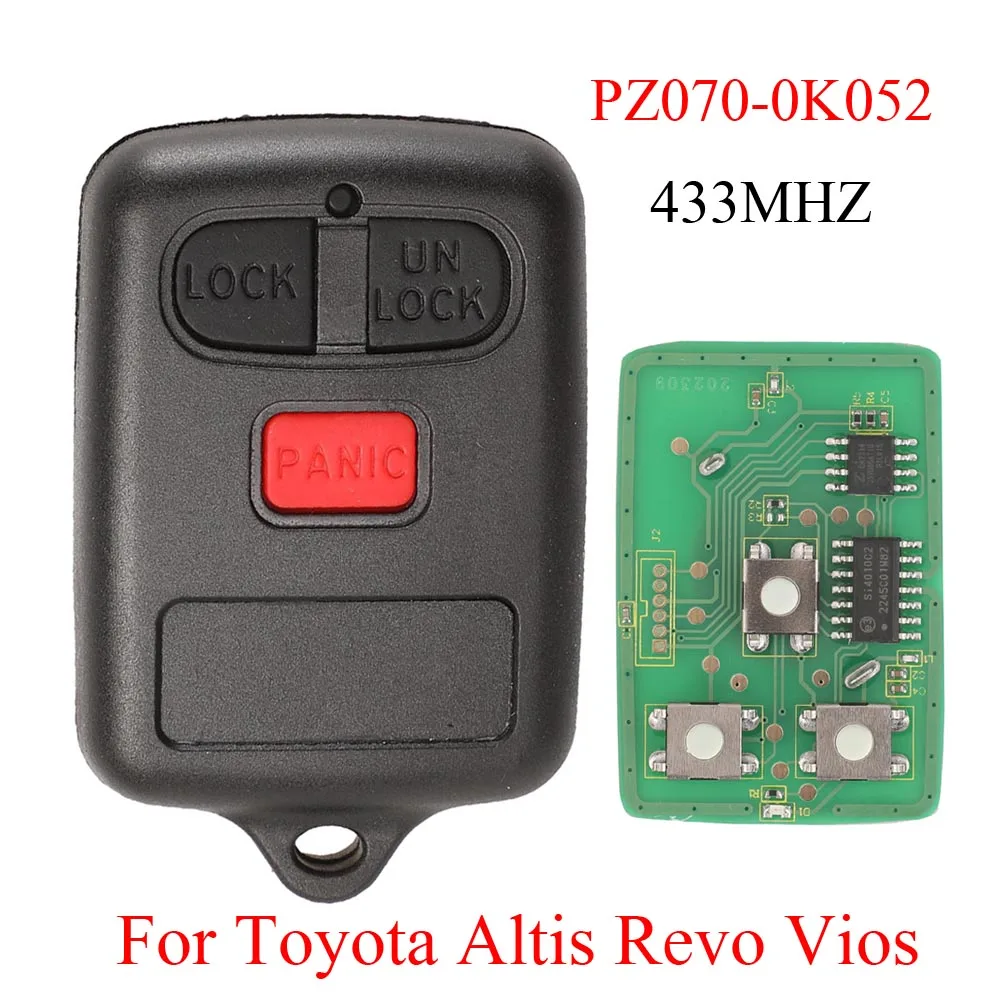 

jingyuqin 3 Buttons PZ070-0K052 433MHZ Smart Remote Control Car Key For Toyota Altis Revo Vios Remote Transmitter Auto Key Fob