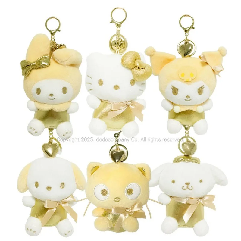 

Sanrio Limited Edition Golden Series Melody Kitty Pochacco Chococat Doll Anime Plush Pendant for Birthday Gift for Women