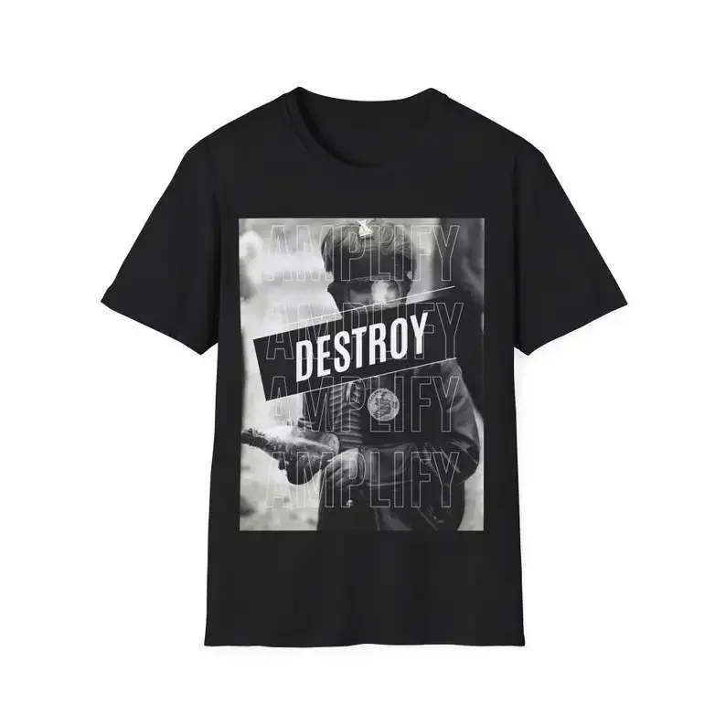 UTR-T-shirt imprimé noir et blanc, coupe classique, Ampli5,00 Destroy, Irlande, Protest irlandaise, Belfast, Punk, Rock